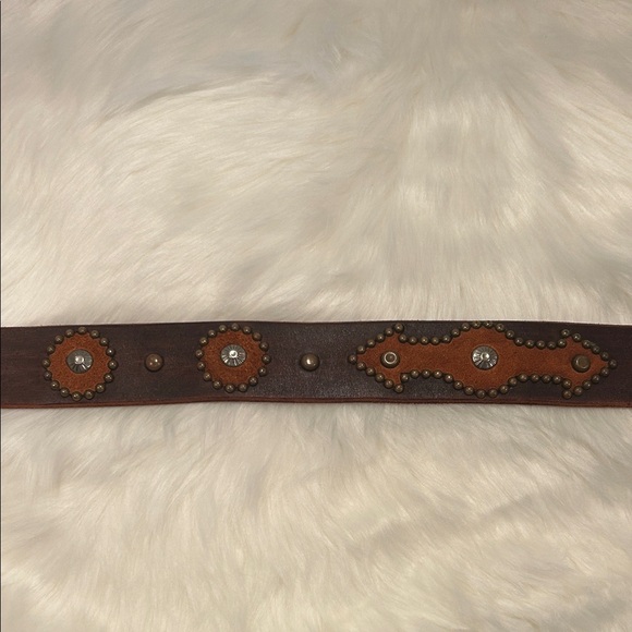 Rare Jeff Gallea Brown Leather Studded Belt with Studs Y2K Rare - Picture 4 of 8